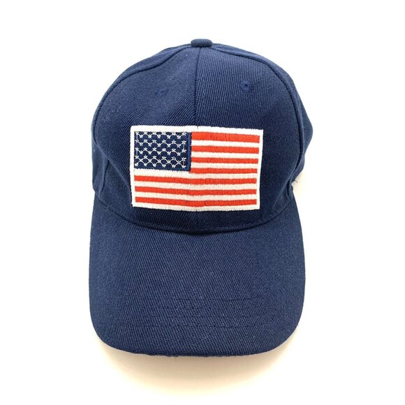 American Flag Logo Baseball Trucker Cap Hat Adjustable Navy Blue One Size GUC - Picture 1 of 5